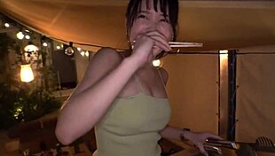 I blow cute asian babe and cum on her natural tits