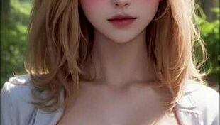 ai-generated model girl with massive big tits in stunning art 4