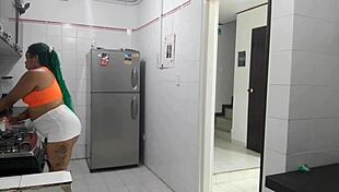 My house employee enjoys sucking my cock while masturbating her pussy