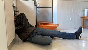 Hot Wife Blows Plumber In Kitchen With Cum!