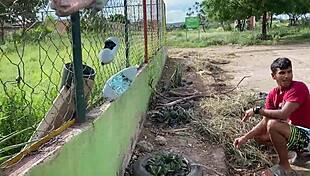 Stepmom and stepson at home while husband shops