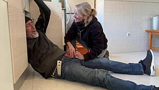 Hot Wife Blows Plumber In Kitchen With Cum!