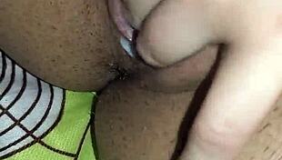 Emo girl shows her creamy pussy during intense masturbation orgasm