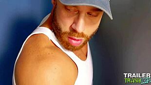 Devin franco performs deepthroat blowjob on muscular trucker's monster cock at gloryhole