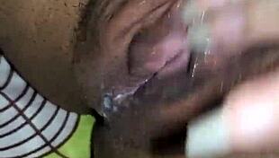 Emo girl shows her creamy pussy during intense masturbation orgasm