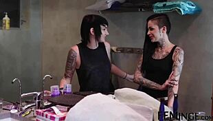 Feminge 4K - Black Haired Student Joins Threesome With Blonde And Redhead