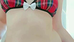 Naughty student masturbates and sucks dildo in bathroom