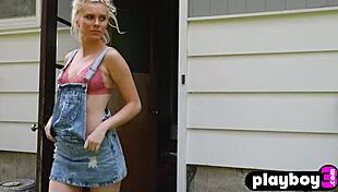 jenessa dawn, cute blonde village model, strips lingerie outdoors, exposing natural tits and pussy in sexy pose