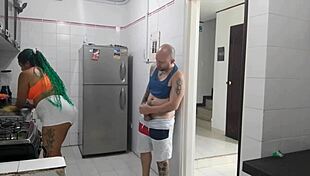 My house employee enjoys sucking my cock while masturbating her pussy