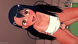 i'm nagatoro, naked under this towel, ready to play with toys in uncensored hentai, but it's so exciting!