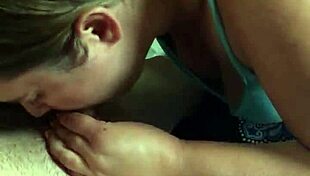 king6988 gives a shaved blowjob to her step son, licking that big monster cock on her hairless ass 😏