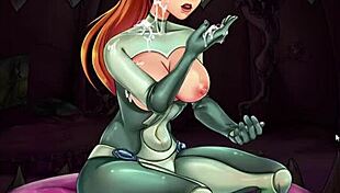 Intense redhead fingering and masturbating big nipples in bathroom game