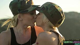 Watch this military lesbian gush pussy juice during fingering and masturbation.