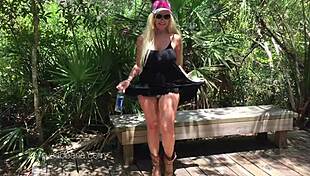 kelley cabbana enjoys some pussy play in the public park