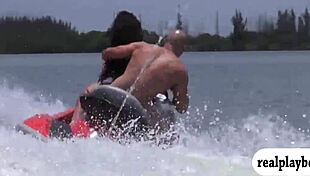 Pretty Teen Coeds Foursome on Speedboat!