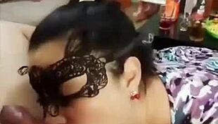 i giv blowjob with mask, deepthroat her