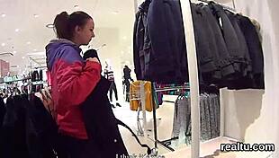 attractive czech girl seduced in shop, undressing for pov hardcore striptease