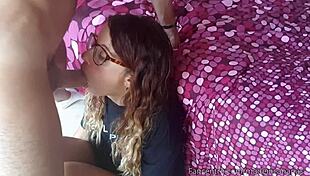 horny college babe begs for big cock sucking until cumshot 😏