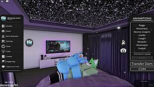 In Roblox, a furry gay shemale gives oral sex to a ladyboy partner.