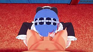 Rem performs boobjob and sucking in POV maid scene from Re Zero
