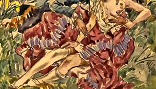 In vintage times, an erotic illustration depicts antique anime scenes with retro charm