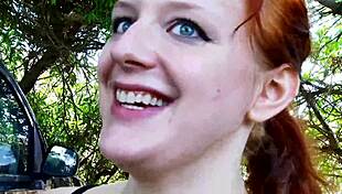 Rothaarige Wants It Hard And Outdoor With Big Tits Sucking And Cum 😈