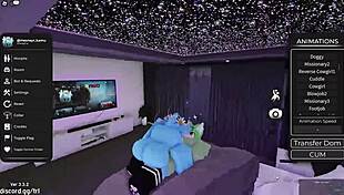 In Roblox, a furry gay shemale gives oral sex to a ladyboy partner.