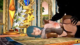 3D Hentai Demon King Licks Warrior's Huge Ass!