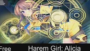 Harem girl alicia navigates anime game with hentai elements in detailed adventure.