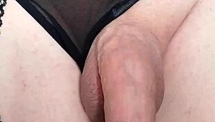 Tranny In Lingerie Gets Close Up Cumshot!