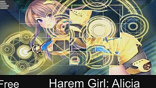 Harem girl alicia navigates anime game with hentai elements in detailed adventure.