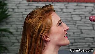 Watch PECULIAR PEACH GULP SPERM in BUKKAKE ACTION!!