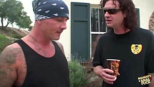 naughty blonde bends over for two guys in threesome