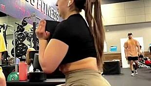 gym baddies tease in tight leggings, hidden cam voyeur action
