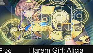 Harem girl alicia navigates anime game with hentai elements in detailed adventure.
