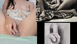 petite teen masturbates while watching sexy lesbian amateurs