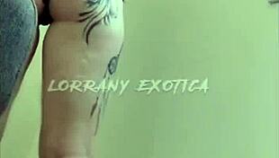 Albina flaunts her big tits and ass while stuffing shorts deep in her tight hole