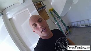 on set impromptu sex with brunette dava foxx and derrick pierce, hardcore blowjob and cumshot