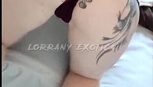 Albina flaunts her big tits and ass while stuffing shorts deep in her tight hole