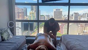 Relaxing and cumming on masseur Johnny Gab's cock