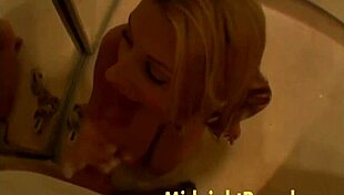 Crystal ray, the blonde slut, gives hardcore blowjob and takes cumshot