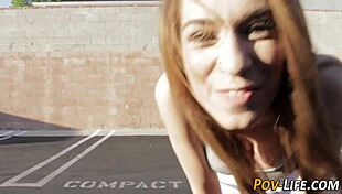 Chatting about this cute brunette teen's pov blowjob with big cock and facial