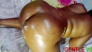 Ebony bbw turns him on for bent over fucking and cum