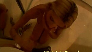 Crystal ray, the blonde slut, gives hardcore blowjob and takes cumshot