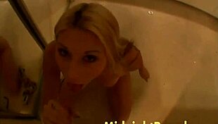 Crystal ray, the blonde slut, gives hardcore blowjob and takes cumshot