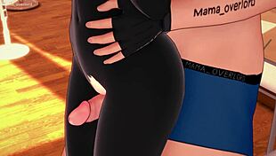 3D animated Novia in Enderman costume on bed playing
