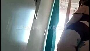 Albina flaunts her big tits and ass while stuffing shorts deep in her tight hole