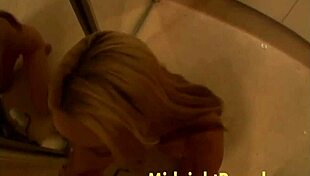 Crystal ray, the blonde slut, gives hardcore blowjob and takes cumshot