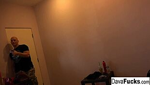 on set impromptu sex with brunette dava foxx and derrick pierce, hardcore blowjob and cumshot