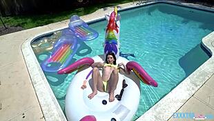 Riley Jean and Logan Lucky tease Pixie's petite brunette body with monster cocks and fingering.